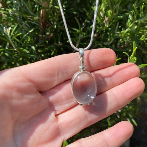 Oval Shaped Locket in Silver and Glass