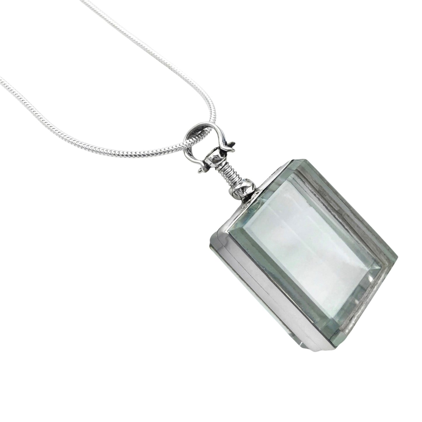 Silver Glass Photo Locket Square