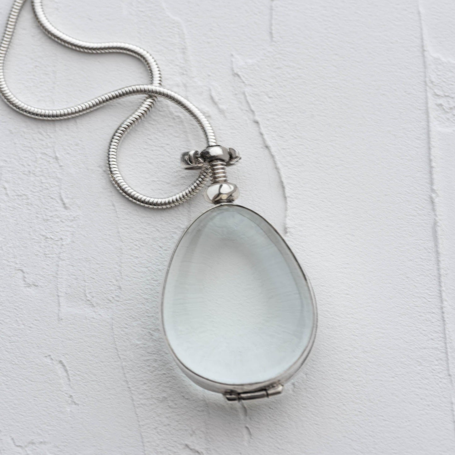 Teardrop Glass and Silver Photo Locket