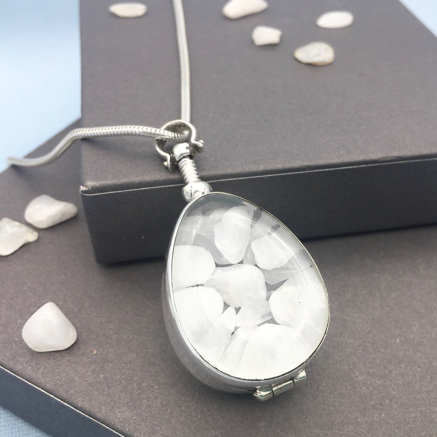 medium teardrop locket for hair or crystals