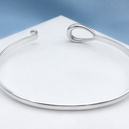 Teardrop Sterling Silver Bangle Petite Wrist