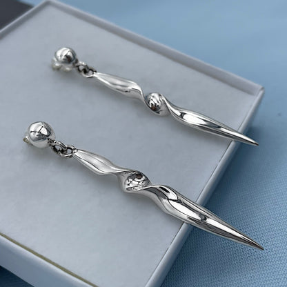 Twist and Point Sterling Silver Stud Earrings