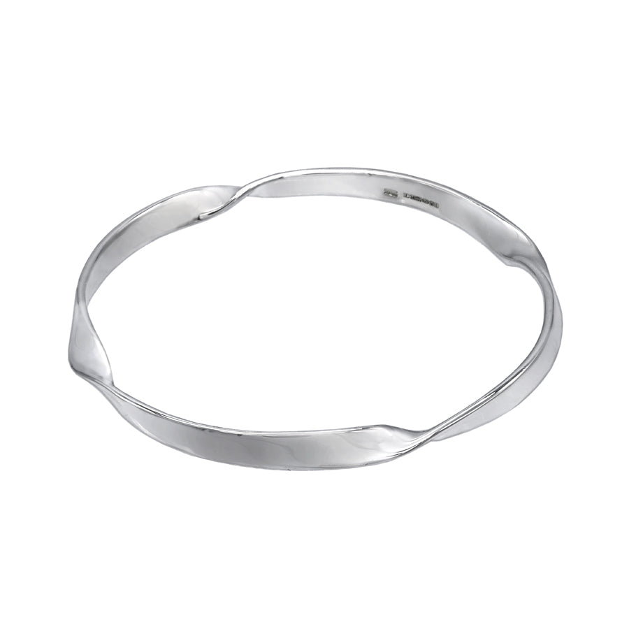Twisted Circle Solid Silver Bangle