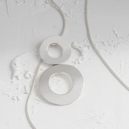 Two Circles Handmade Sterling Silver Pendant